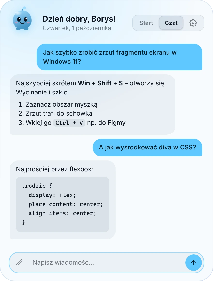 Czat Wyspy w jasnym motywie